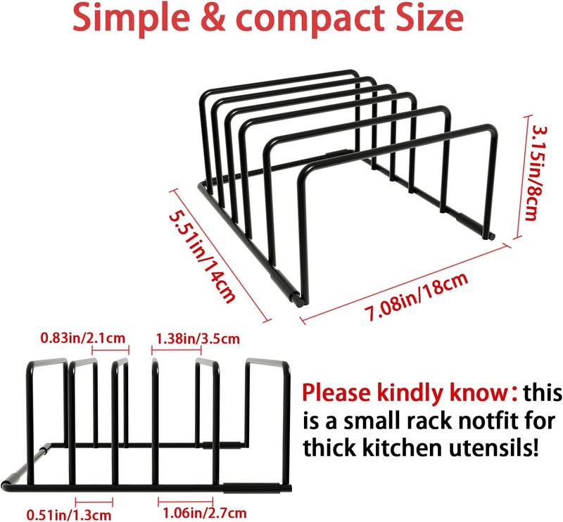 PAJWITHL cookie sheet organizer for cabinet for Cutting Boards Baking Sheets, Cookie Pans, Cooling Small Racks Storage Stand and Bakeware,Kitchen Cabinet Countertop Organizer (Black - 2Pack) - Image 3